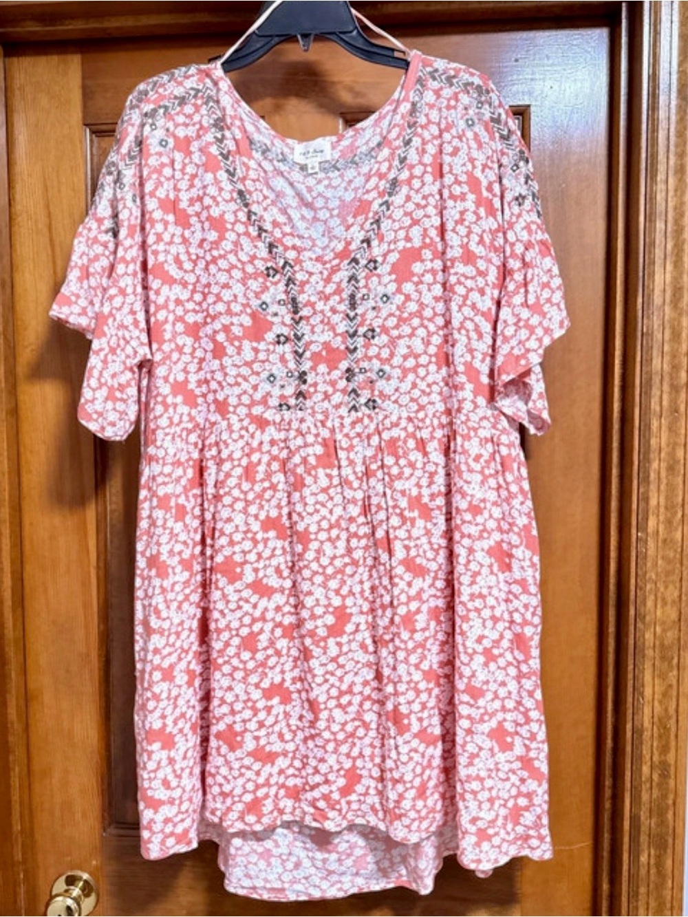 1.4.3. Story by Line Up Coral Pink Floral Short Sleeve Dress